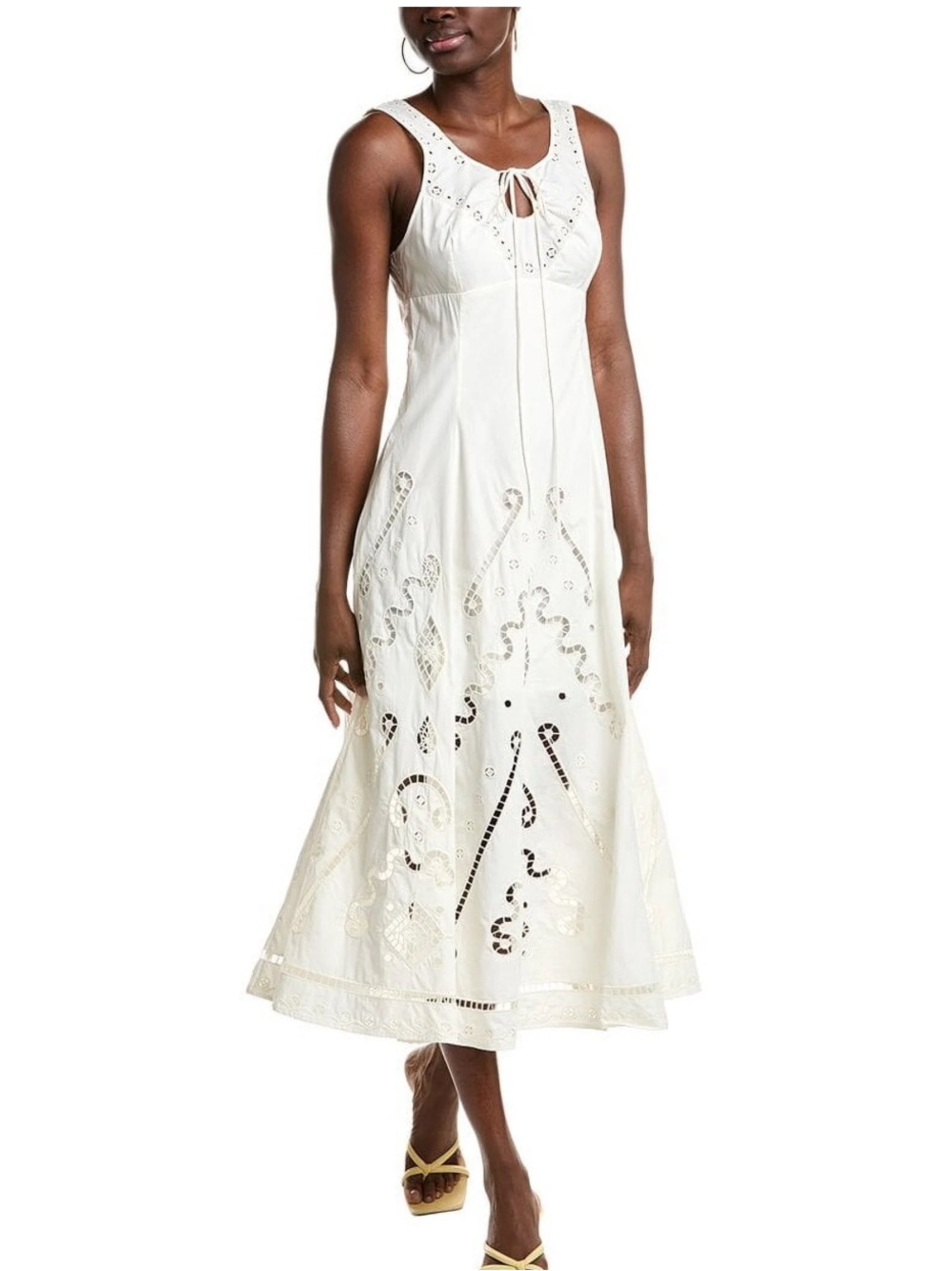 NWT Joie white Midi dress with eyelet lace detail - size 8